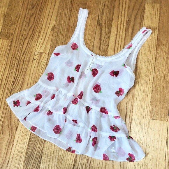 Abercrombie & Fitch Tops - 🌻 Abercrombie + Fitch | Sheer Floral Ruffle Tank